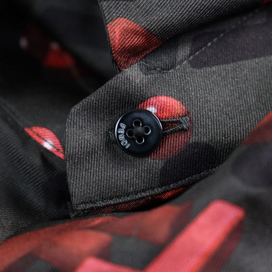 FENDI Short sleeve shirt FS0795 silk Black Red All-over pattern 41