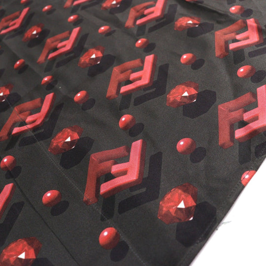FENDI Short sleeve shirt FS0795 silk Black Red All-over pattern 41