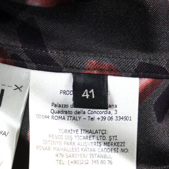 FENDI Short sleeve shirt FS0795 silk Black Red All-over pattern 41