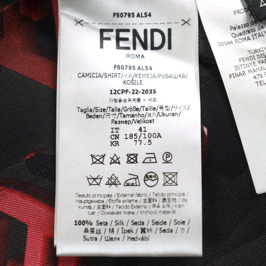 FENDI Short sleeve shirt FS0795 silk Black Red All-over pattern 41