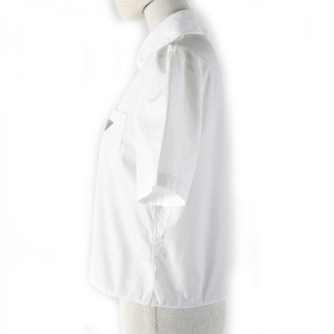PRADA Short sleeve shirt P419G cotton white Poplin Shirt 40