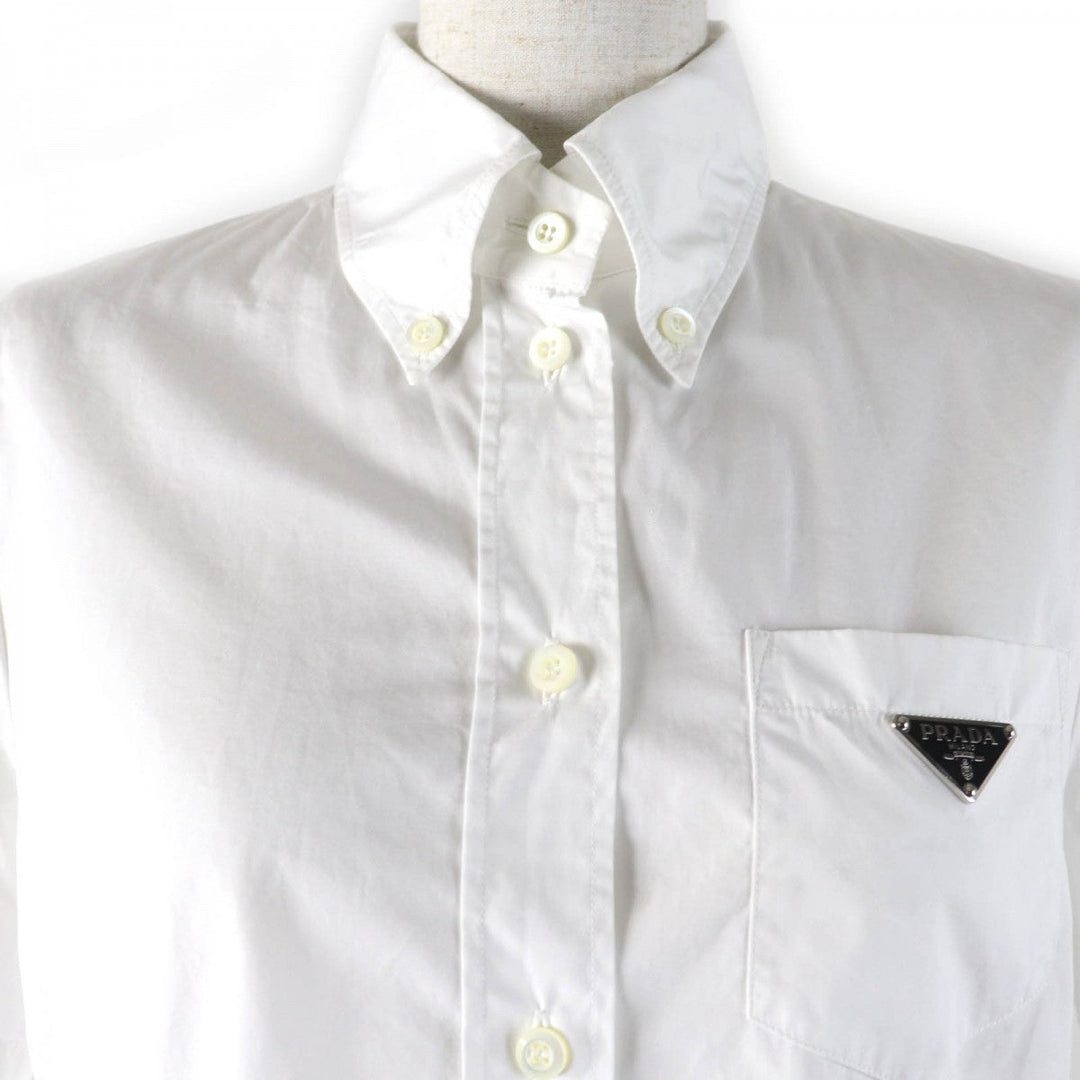 PRADA Short sleeve shirt P419G cotton white Poplin Shirt 40