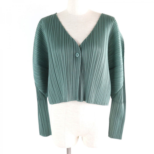 PLEATS PLEASE cardigan PP23JO123 Main: 100% polyester green MONTHLY COLORS�FJUNE Women 3 Used Authentic