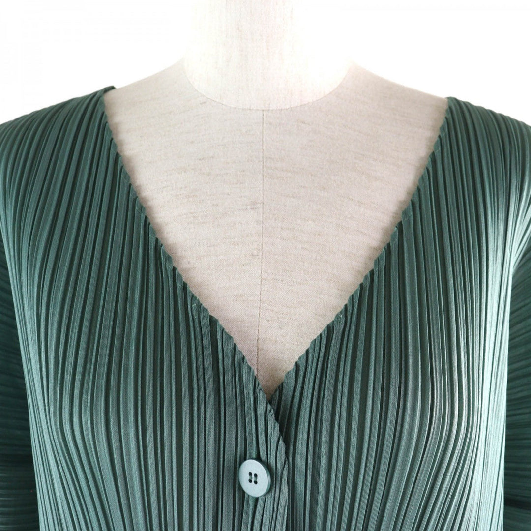 PLEATS PLEASE cardigan PP23JO123 Main: 100% polyester green MONTHLY COLORS�FJUNE Women 3 Used Authentic
