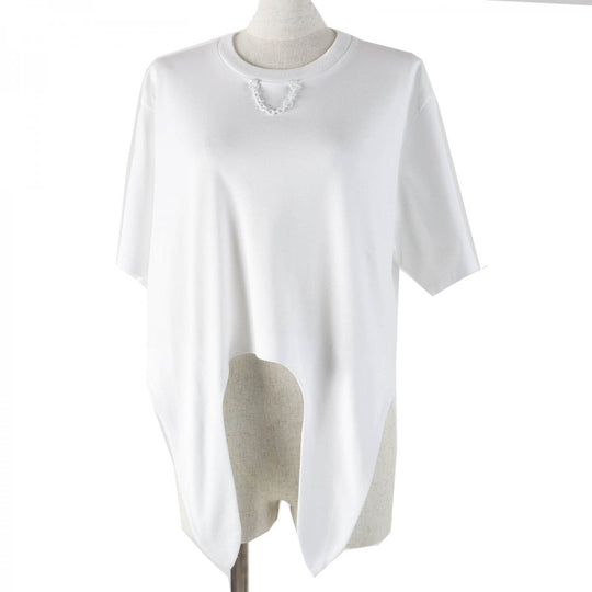 LOUIS VUITTON Short sleeve T-shirt Main: 100% cotton, Leather part: Sheepskin white Women L Used Authentic