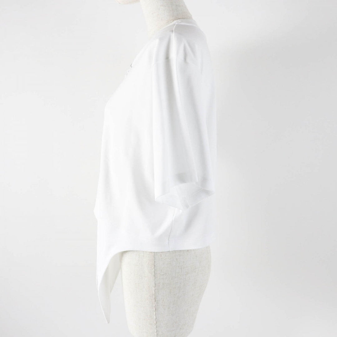 LOUIS VUITTON Short sleeve T-shirt Main: 100% cotton, Leather part: Sheepskin white Women L Used Authentic