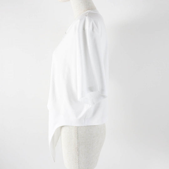 LOUIS VUITTON Short sleeve T-shirt Main: 100% cotton, Leather part: Sheepskin white Women L Used Authentic