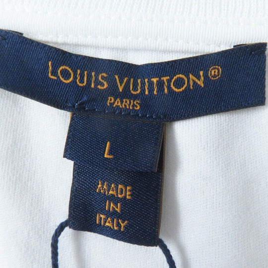 LOUIS VUITTON Short sleeve T-shirt Main: 100% cotton, Leather part: Sheepskin white Women L Used Authentic