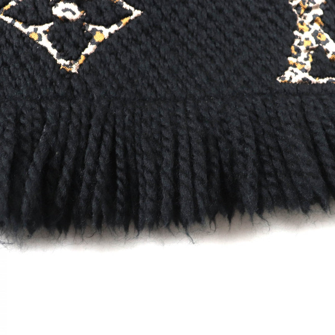 LOUIS VUITTON Scarf M75885 Main: 74% wool, Main: 26% silk Black beige Escharpe Giant Monogram Jungle Women Used Authentic