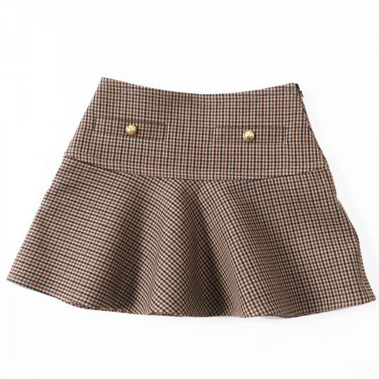 CELINE Mini skirt 2J677064V Main: 73% wool, 26% cotton, 1% nylon, lining: 100% rayon Brown Women 34 Used Authentic