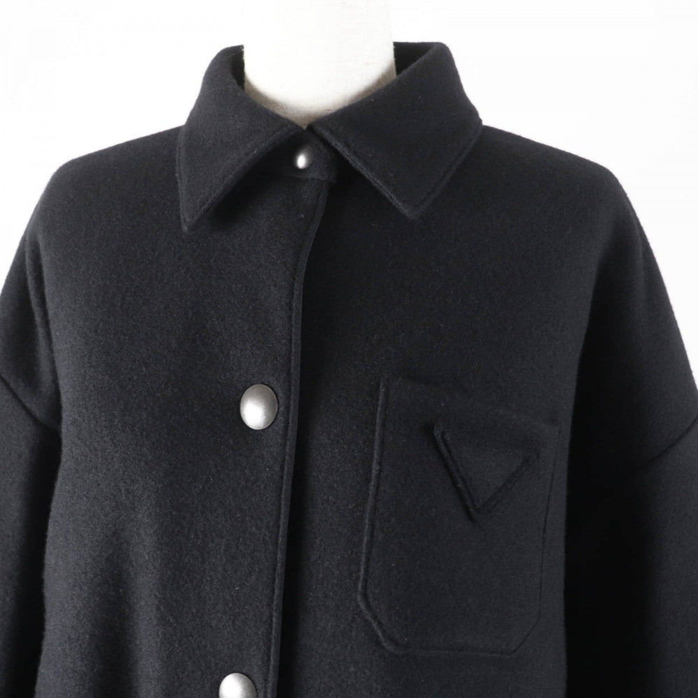 PRADA coat P594L Main: 55% virgin wool, Main: 45% cashmere, Lining: 100% recycled polyamide, Filling: 55% polyester, Filling: 45% recycled polyester black Women 38 Used Authentic