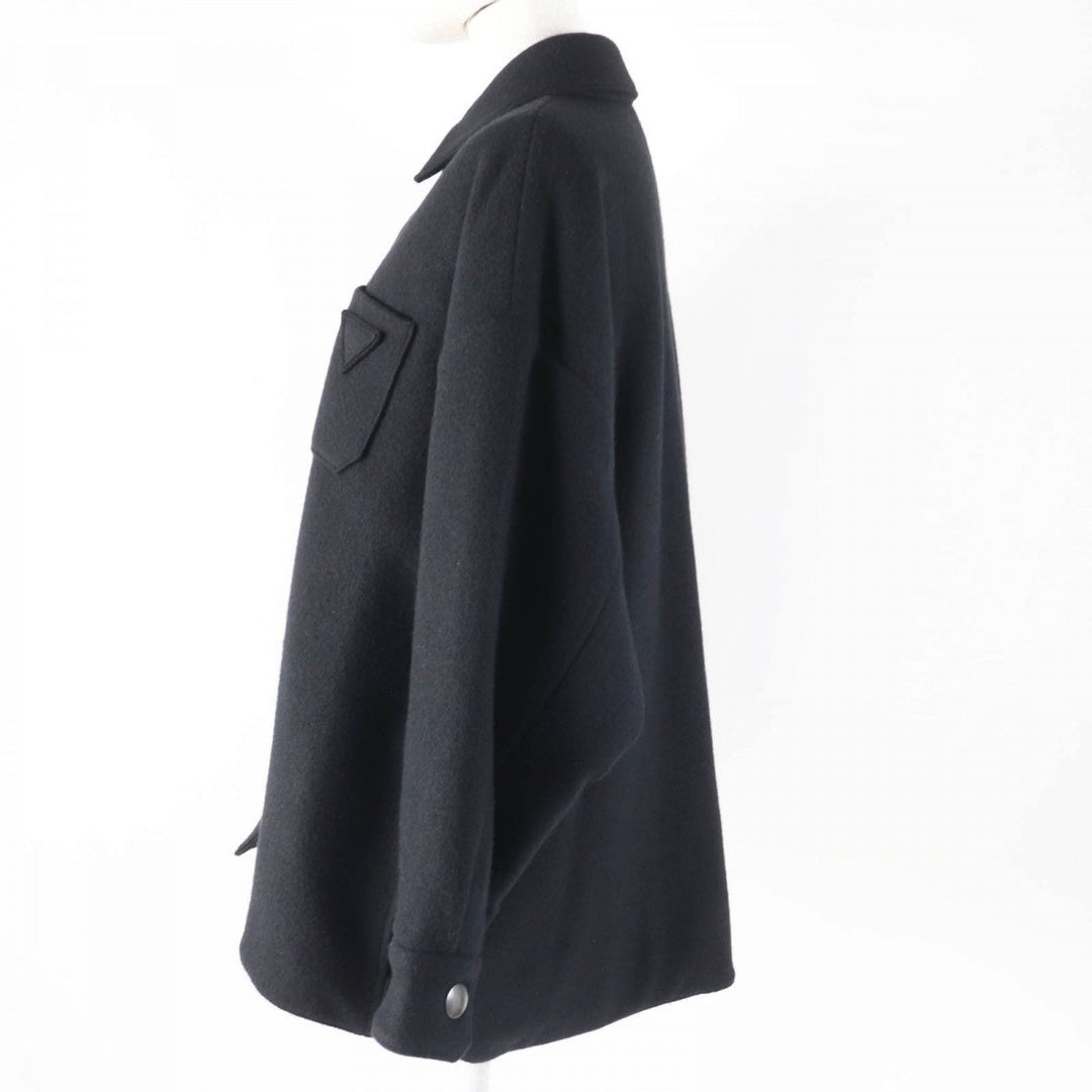 PRADA coat P594L Main: 55% virgin wool, Main: 45% cashmere, Lining: 100% recycled polyamide, Filling: 55% polyester, Filling: 45% recycled polyester black Women 38 Used Authentic