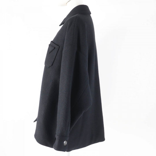 PRADA coat P594L Main: 55% virgin wool, Main: 45% cashmere, Lining: 100% recycled polyamide, Filling: 55% polyester, Filling: 45% recycled polyester black Women 38 Used Authentic