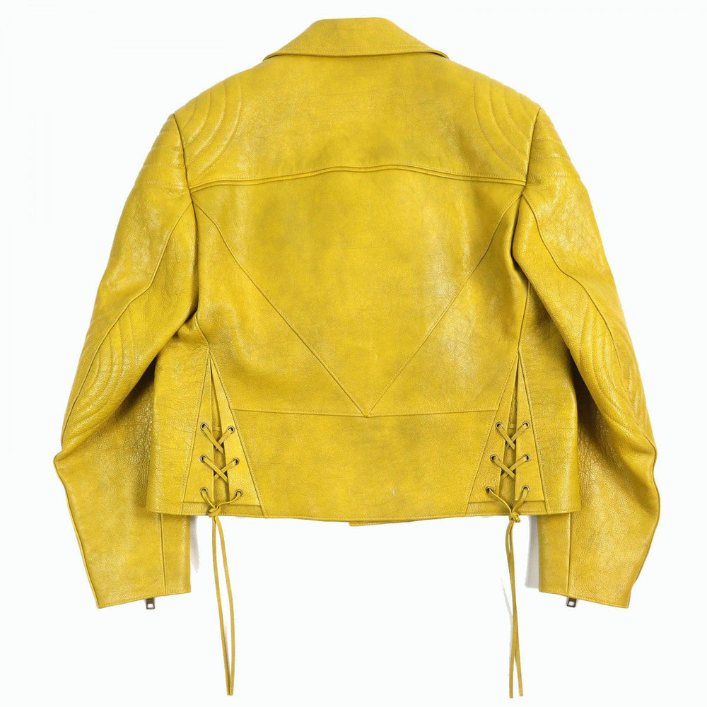 PRADA Riders jacket UPW416 Main: Calf leather, Lining: 100% viscose (rayon), Filling: 55% polyester, Filling: 45% recycled polyester Yellow type mens 48 Used Authentic