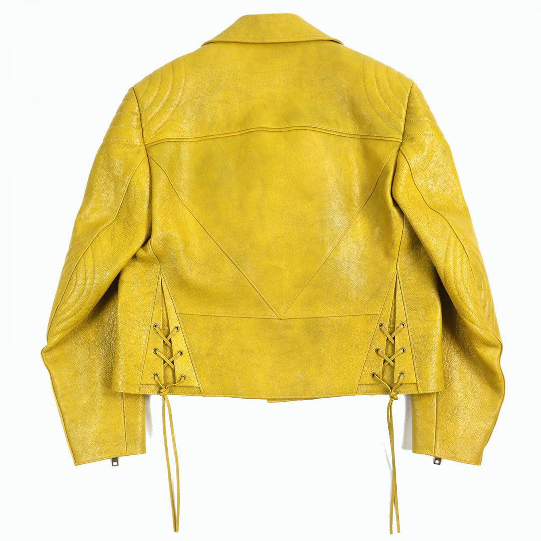 PRADA Riders jacket UPW416 Main: Calf leather, Lining: 100% viscose (rayon), Filling: 55% polyester, Filling: 45% recycled polyester Yellow type mens 48 Used Authentic