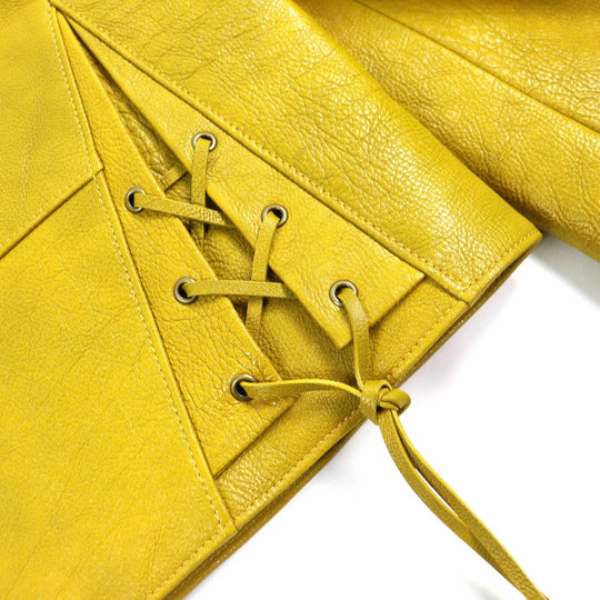 PRADA Riders jacket UPW416 Main: Calf leather, Lining: 100% viscose (rayon), Filling: 55% polyester, Filling: 45% recycled polyester Yellow type mens 48 Used Authentic