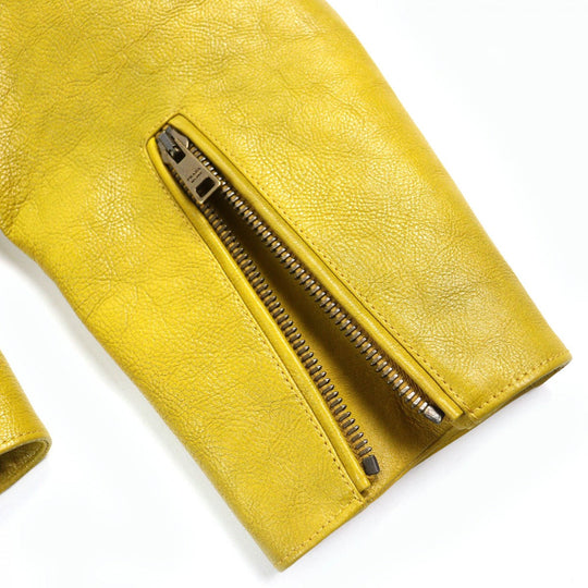 PRADA Riders jacket UPW416 Main: Calf leather, Lining: 100% viscose (rayon), Filling: 55% polyester, Filling: 45% recycled polyester Yellow type mens 48 Used Authentic