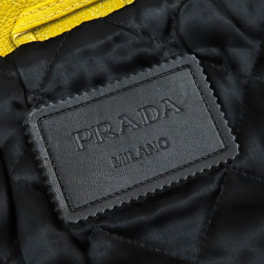 PRADA Riders jacket UPW416 Main: Calf leather, Lining: 100% viscose (rayon), Filling: 55% polyester, Filling: 45% recycled polyester Yellow type mens 48 Used Authentic