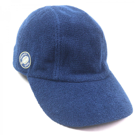 HERMES cap Outer: 100% cotton, Part: 100% polyester Navy Davis mens M Used Authentic