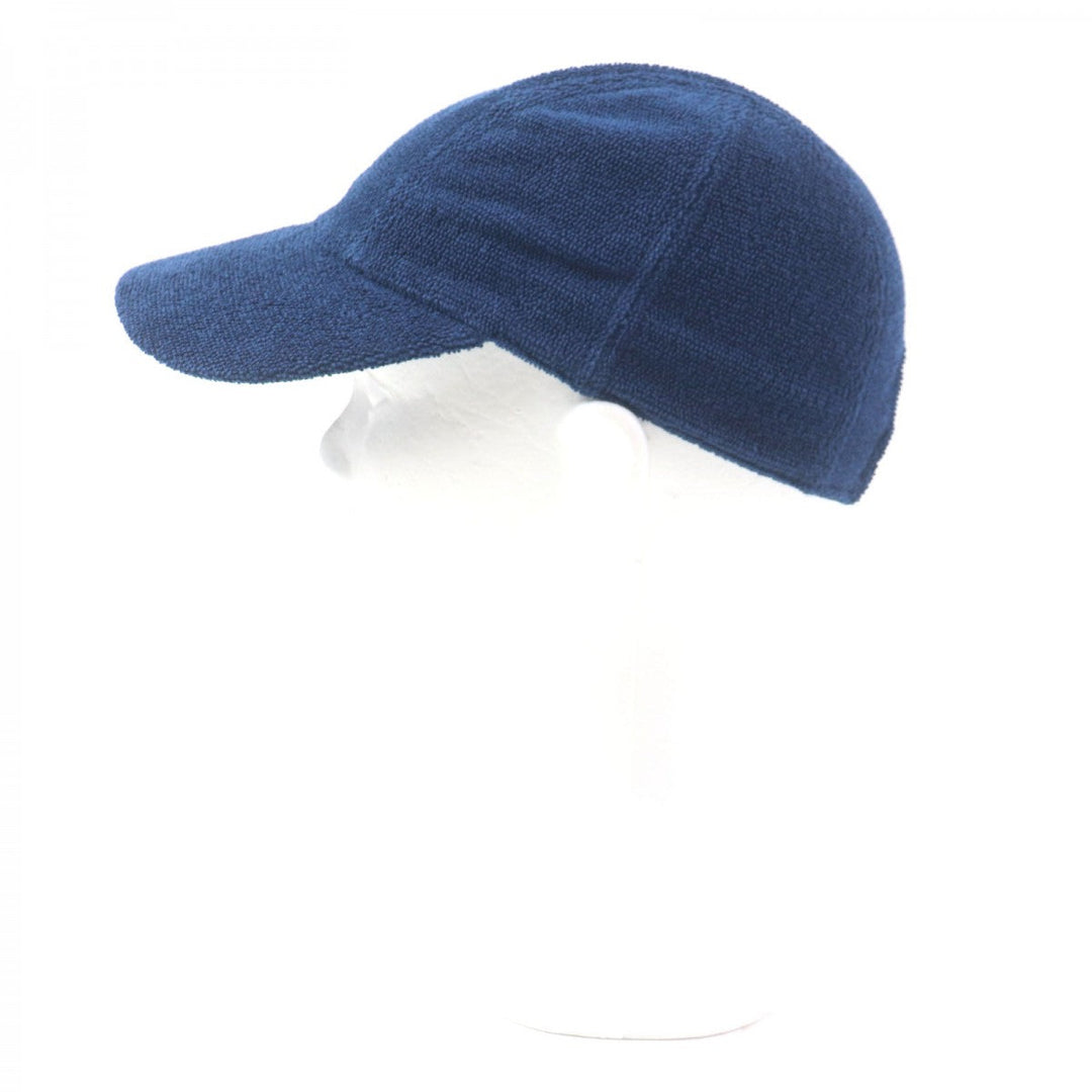 HERMES cap Outer: 100% cotton, Part: 100% polyester Navy Davis mens M Used Authentic