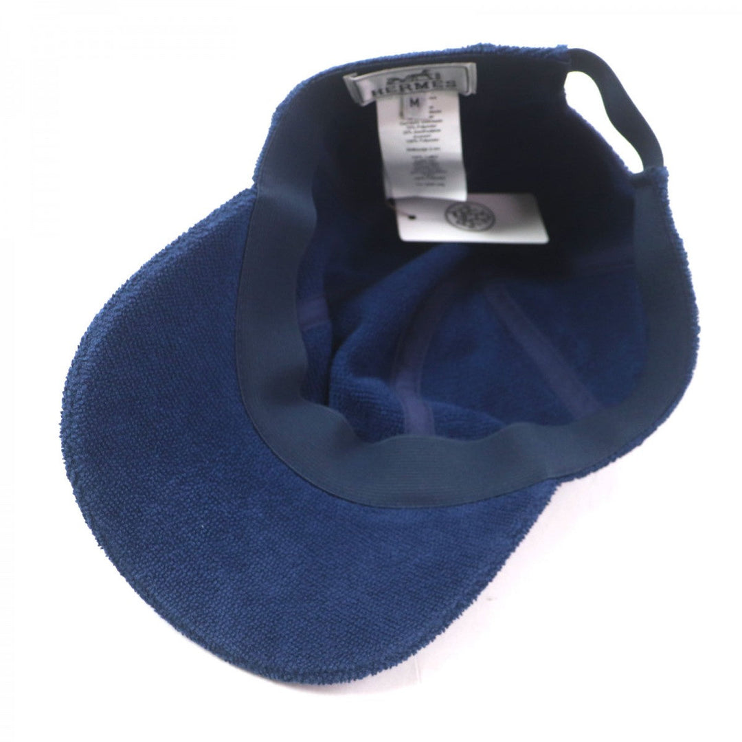 HERMES cap Outer: 100% cotton, Part: 100% polyester Navy Davis mens M Used Authentic
