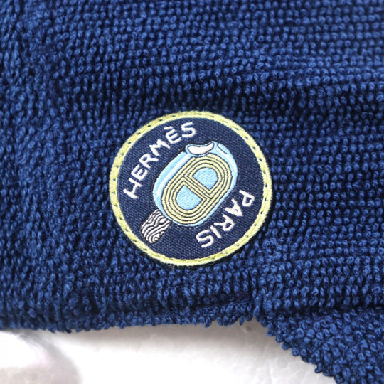HERMES cap Outer: 100% cotton, Part: 100% polyester Navy Davis mens M Used Authentic