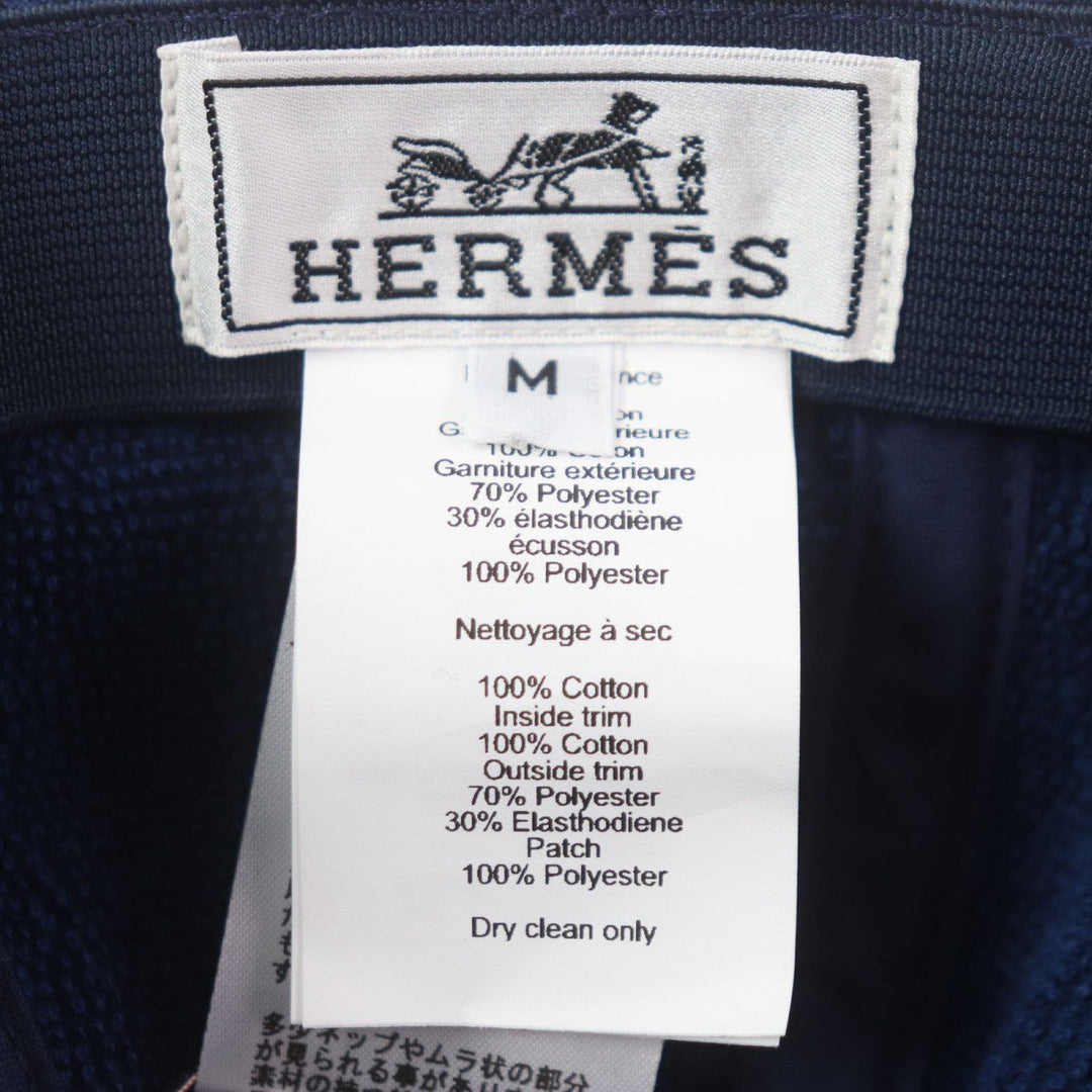 HERMES cap Outer: 100% cotton, Part: 100% polyester Navy Davis mens M Used Authentic