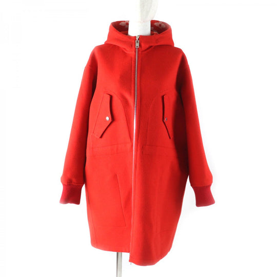 LOUIS VUITTON coat Main: 99% wool, Main: 1% silk, Part: 85% wool, Part: 14% nylon, Part: 1% polyurethane Red Women 38 Used Authentic