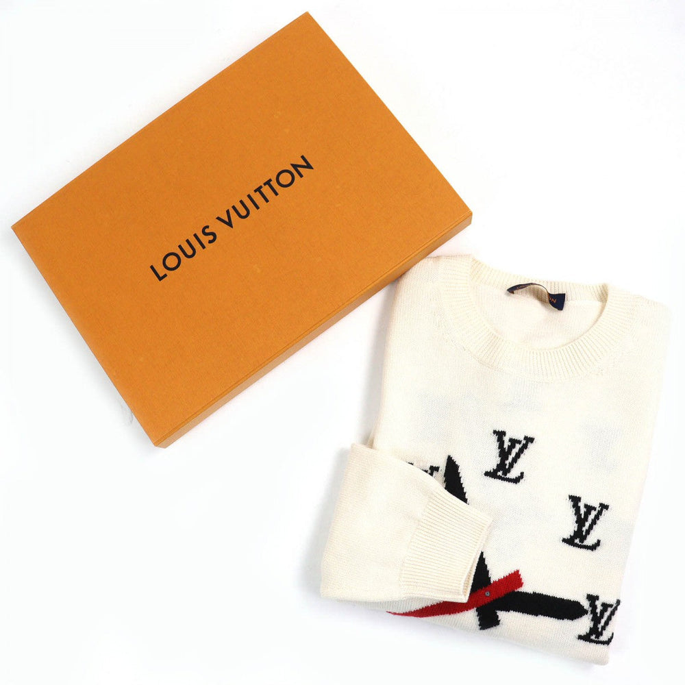 LOUIS VUITTON knit wool Off White Black Red XXL