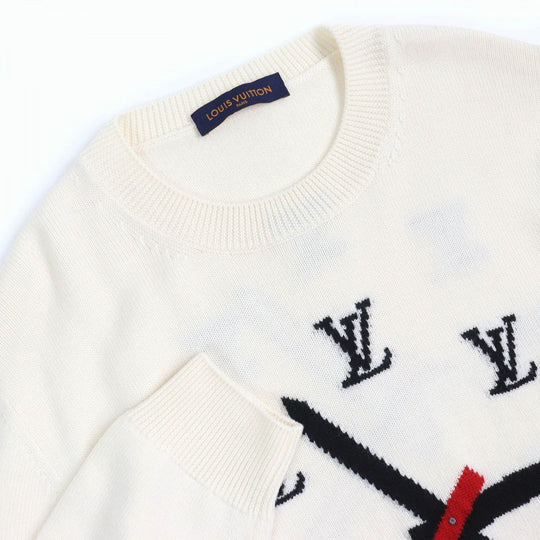 LOUIS VUITTON knit wool Off White Black Red XXL