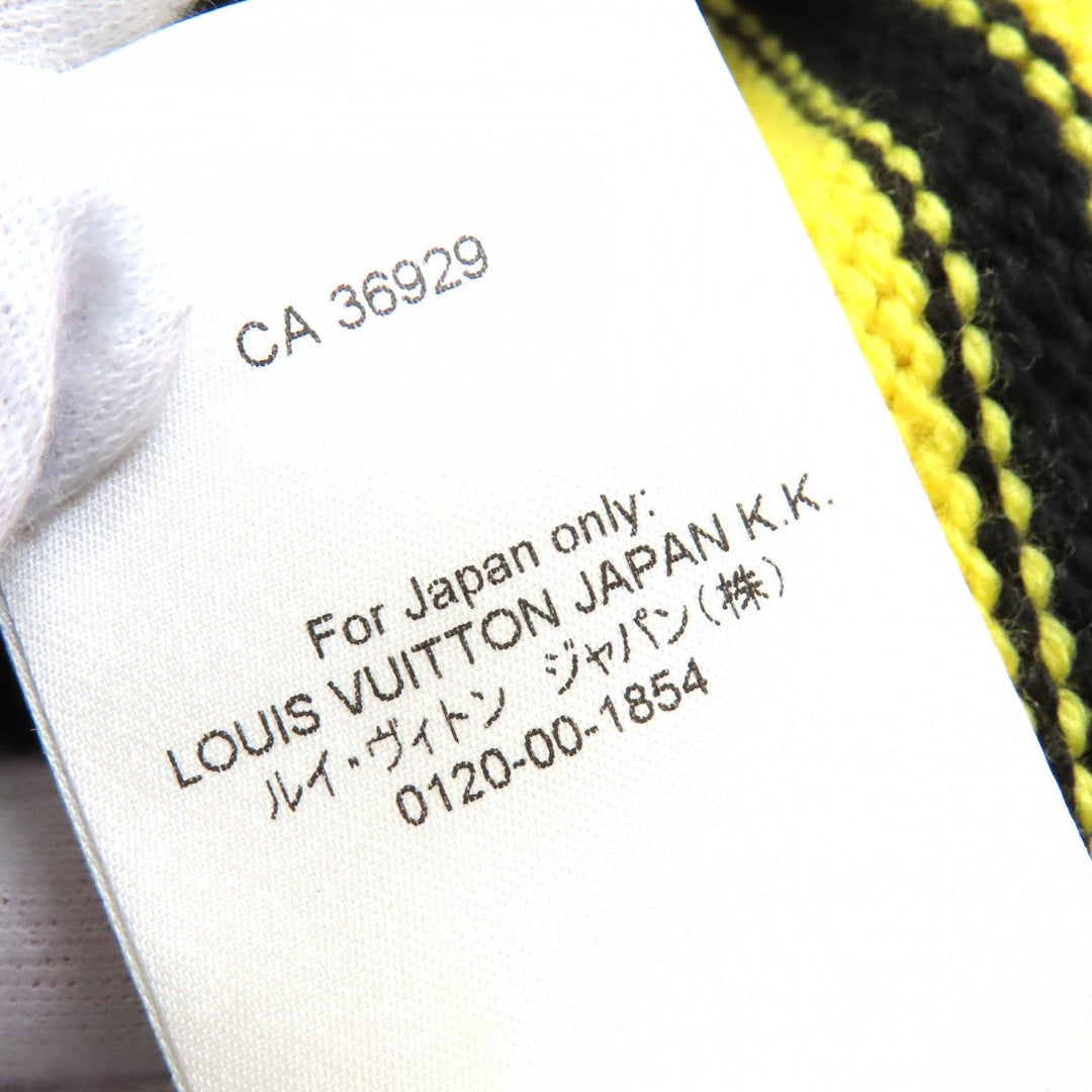 LOUIS VUITTON knit Main: 68% wool, 18% rayon, 9% nylon, 5% cashmere Black yellow LV Intarsia football knit mens XL Used Authentic