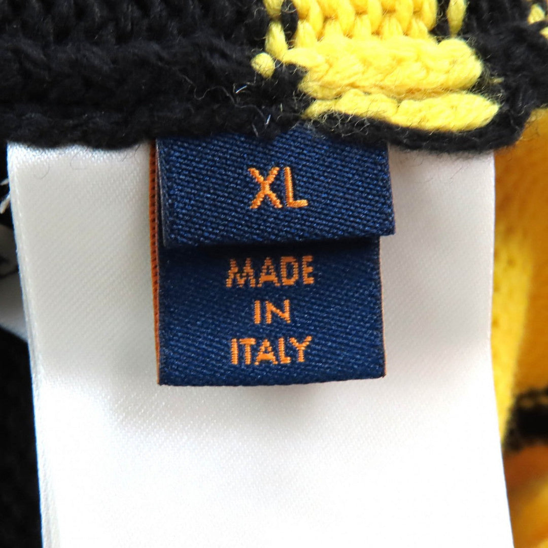 LOUIS VUITTON knit Main: 68% wool, 18% rayon, 9% nylon, 5% cashmere Black yellow LV Intarsia football knit mens XL Used Authentic