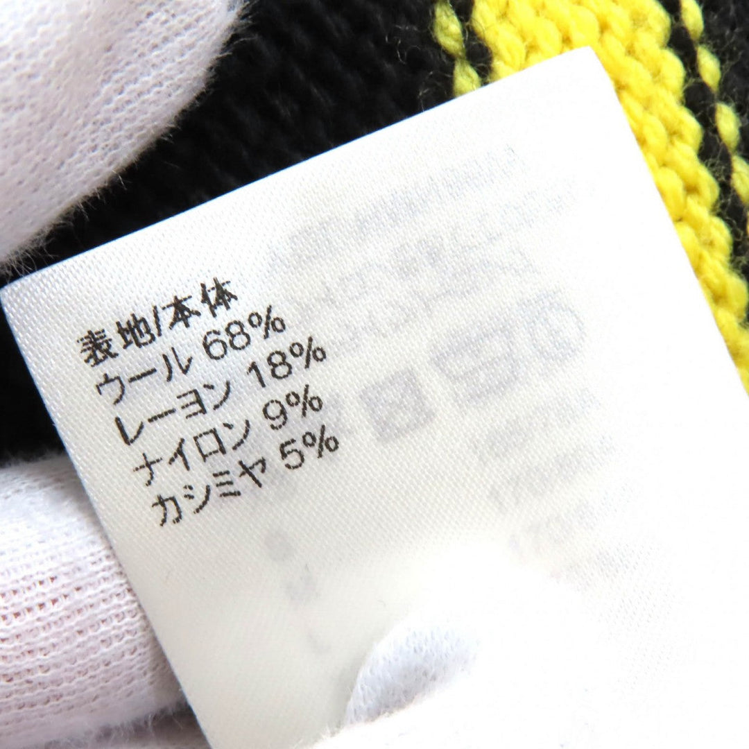 LOUIS VUITTON knit Main: 68% wool, 18% rayon, 9% nylon, 5% cashmere Black yellow LV Intarsia football knit mens XL Used Authentic