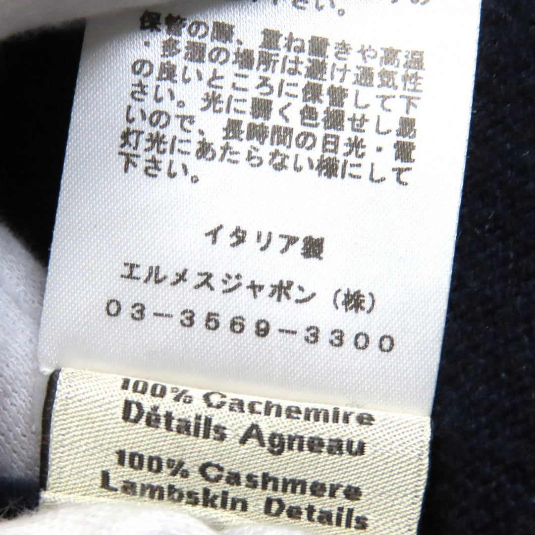 HERMES Hoodie Main: 100% cashmere, Leather part: Sheepskin Navy mens S Used Authentic