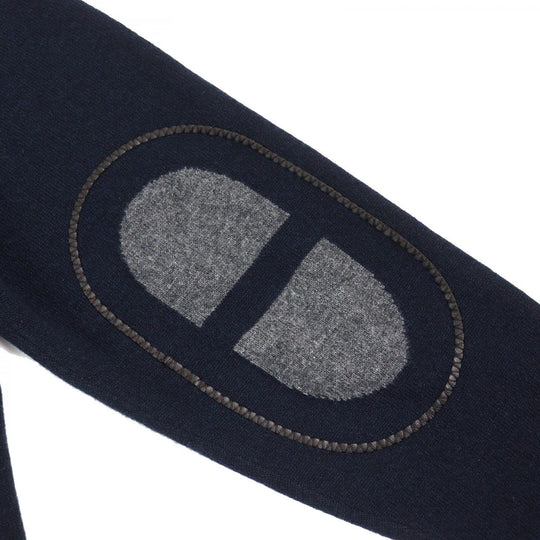 HERMES Hoodie Main: 100% cashmere, Leather part: Sheepskin Navy mens S Used Authentic