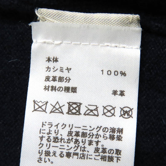HERMES Hoodie Main: 100% cashmere, Leather part: Sheepskin Navy mens S Used Authentic