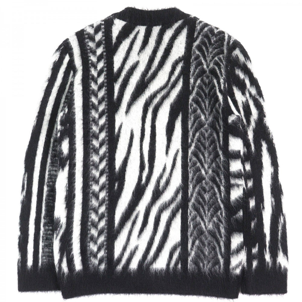 SAINT LAURENT PARIS cardigan 690064 Main: 63% mohair, Main: 31% nylon, Main: 5% wool, Main: 1% polyurethane, Part: 67% mohair Black White type Mohair Cardigan mens XS Used Authentic