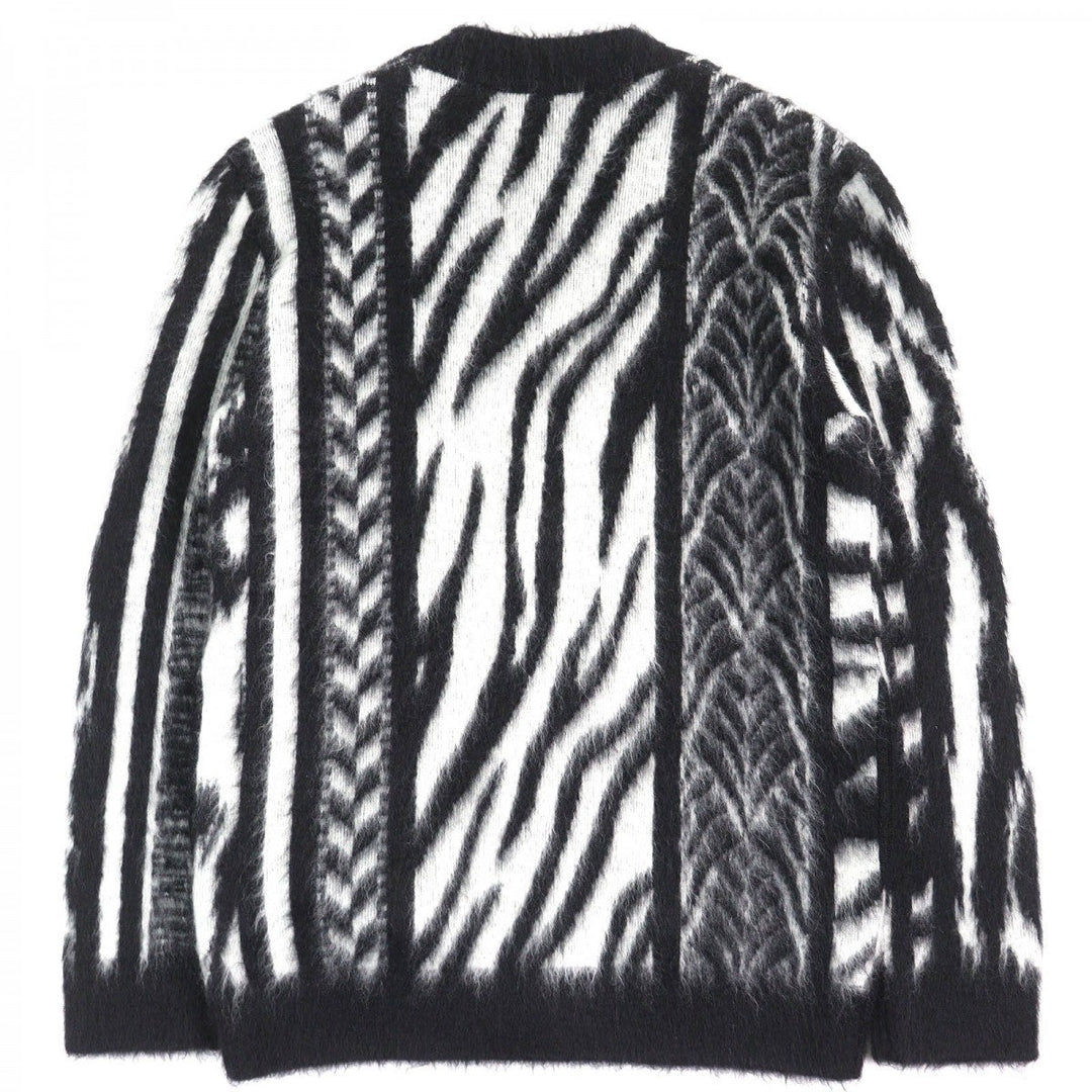 SAINT LAURENT PARIS cardigan 690064 Main: 63% mohair, Main: 31% nylon, Main: 5% wool, Main: 1% polyurethane, Part: 67% mohair Black White type Mohair Cardigan mens XS Used Authentic