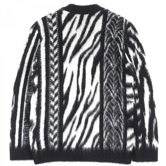 SAINT LAURENT PARIS cardigan 690064 Main: 63% mohair, Main: 31% nylon, Main: 5% wool, Main: 1% polyurethane, Part: 67% mohair Black White type Mohair Cardigan mens XS Used Authentic