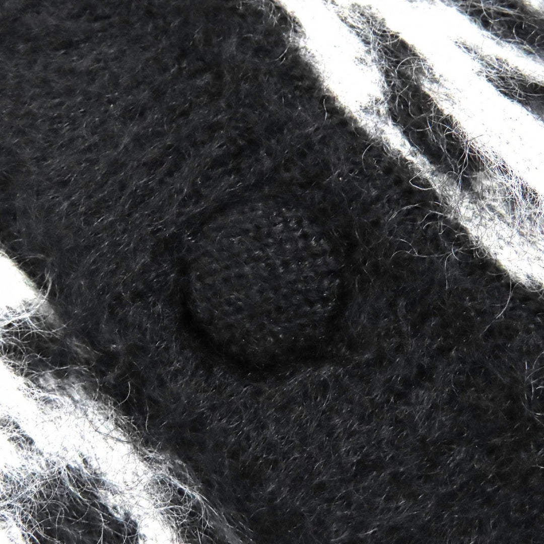 SAINT LAURENT PARIS cardigan 690064 Main: 63% mohair, Main: 31% nylon, Main: 5% wool, Main: 1% polyurethane, Part: 67% mohair Black White type Mohair Cardigan mens XS Used Authentic