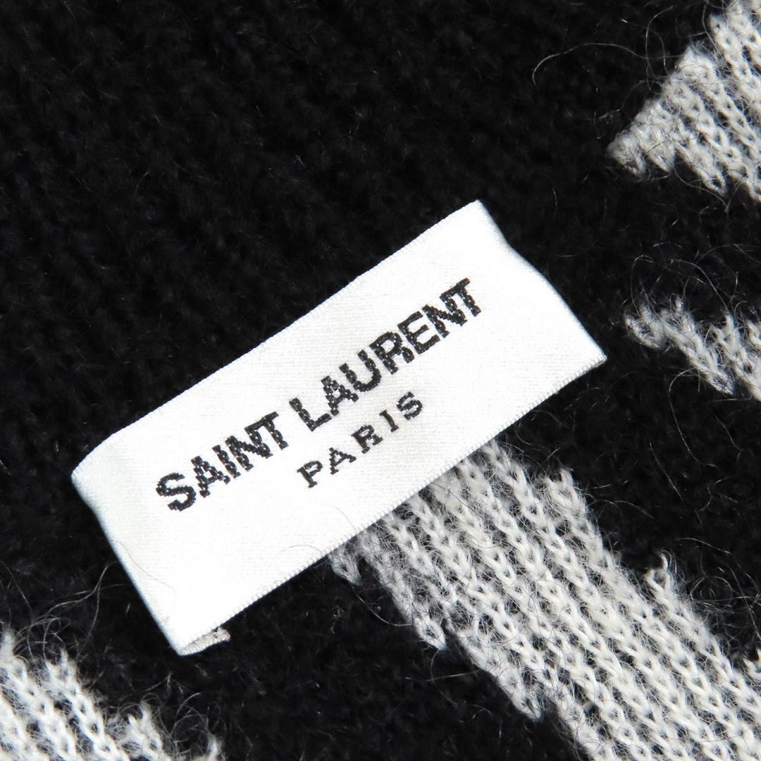 SAINT LAURENT PARIS cardigan 690064 Main: 63% mohair, Main: 31% nylon, Main: 5% wool, Main: 1% polyurethane, Part: 67% mohair Black White type Mohair Cardigan mens XS Used Authentic
