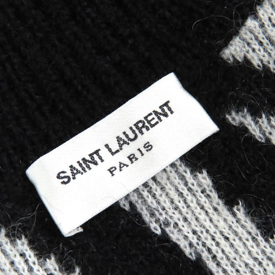 SAINT LAURENT PARIS cardigan 690064 Main: 63% mohair, Main: 31% nylon, Main: 5% wool, Main: 1% polyurethane, Part: 67% mohair Black White type Mohair Cardigan mens XS Used Authentic