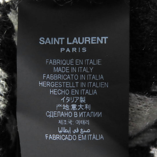 SAINT LAURENT PARIS cardigan 690064 Main: 63% mohair, Main: 31% nylon, Main: 5% wool, Main: 1% polyurethane, Part: 67% mohair Black White type Mohair Cardigan mens XS Used Authentic