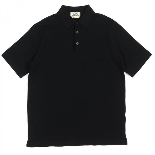 HERMES Short sleeve polo shirt cotton black S