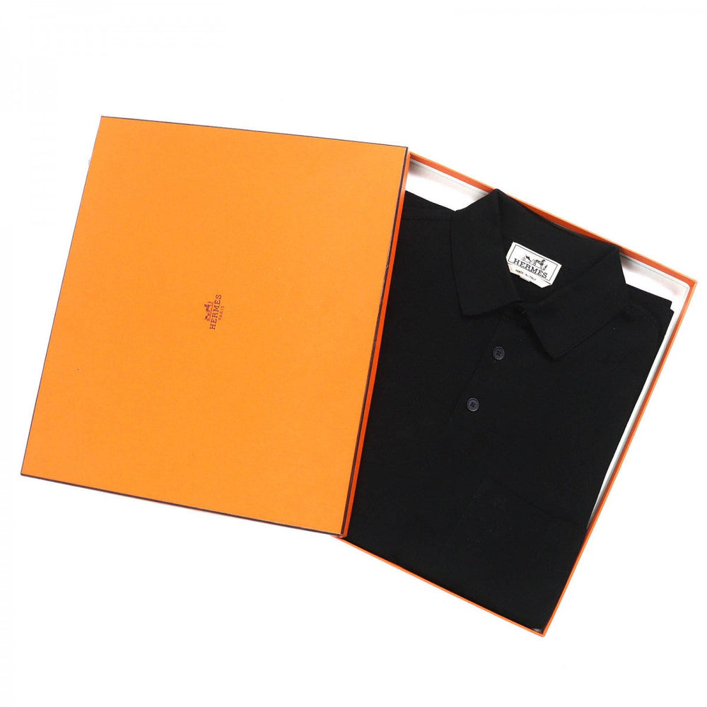 HERMES Short sleeve polo shirt cotton black S