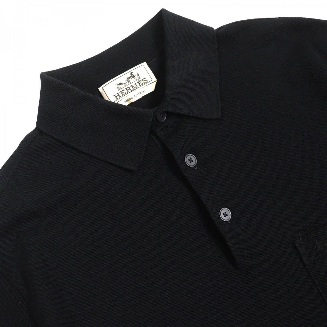 HERMES Short sleeve polo shirt cotton black S