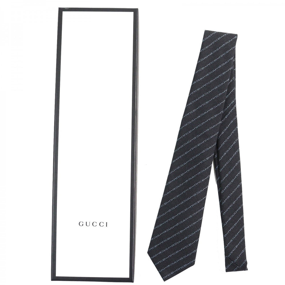 GUCCI tie Main: 100% wool, Lining: 60% cupra, Lining: 40% silk Dark gray mens Used Authentic