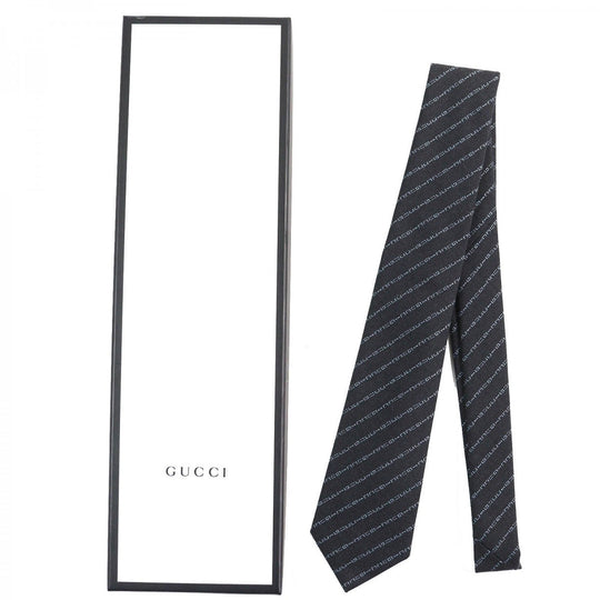 GUCCI tie Main: 100% wool, Lining: 60% cupra, Lining: 40% silk Dark gray mens Used Authentic