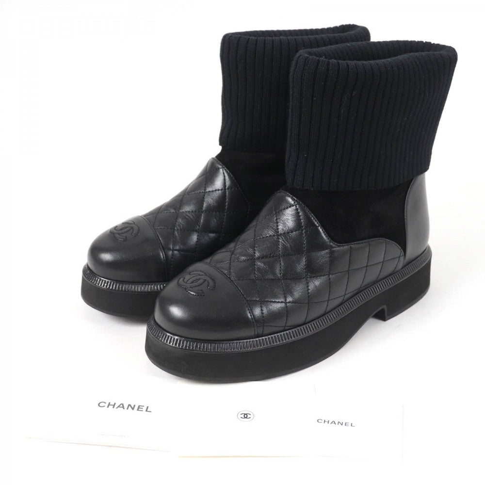 CHANEL short boots G38185 Main: Leather, Part: Suede leather black Women 36.5 Used Authentic