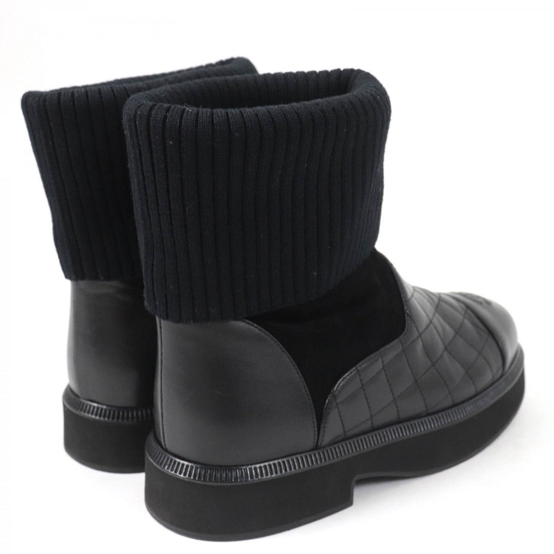 CHANEL short boots G38185 Main: Leather, Part: Suede leather black Women 36.5 Used Authentic